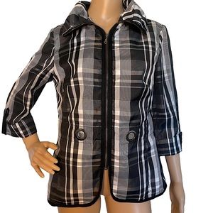 TRIBAL  | BLACK & WHITE PLAID LIGHTWEIGHT WINDBREAKER ZIP JACKET  SZ 4